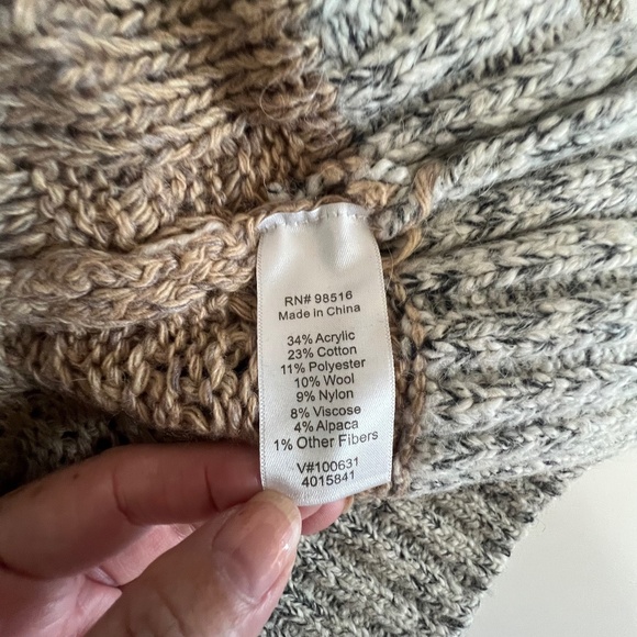 ColdWater Creek Patchwork Turtle Neck Chunky Open Knit Sweater SZ XL 16. Cozy - Picture 3 of 11